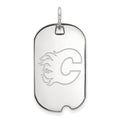 Sterling Silver Rhodium-plated NHL LogoArt Calgary Flames Small Dog Tag Pendant