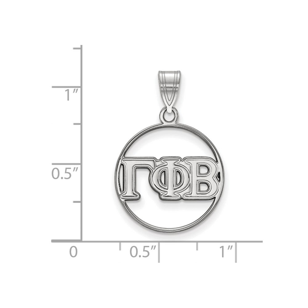 Sterling Silver Rhodium-plated LogoArt Gamma Phi Beta Sorority Greek Letters Medium Circle Pendant