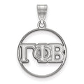 Sterling Silver Rhodium-plated LogoArt Gamma Phi Beta Sorority Greek Letters Medium Circle Pendant
