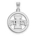 Sterling Silver Rhodium-plated LogoArt Iowa State University Medium Circle Pendant