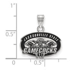 Sterling Silver Rhodium-plated LogoArt Jacksonville State University Small Enameled Pendant