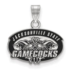 Sterling Silver Rhodium-plated LogoArt Jacksonville State University Small Enameled Pendant
