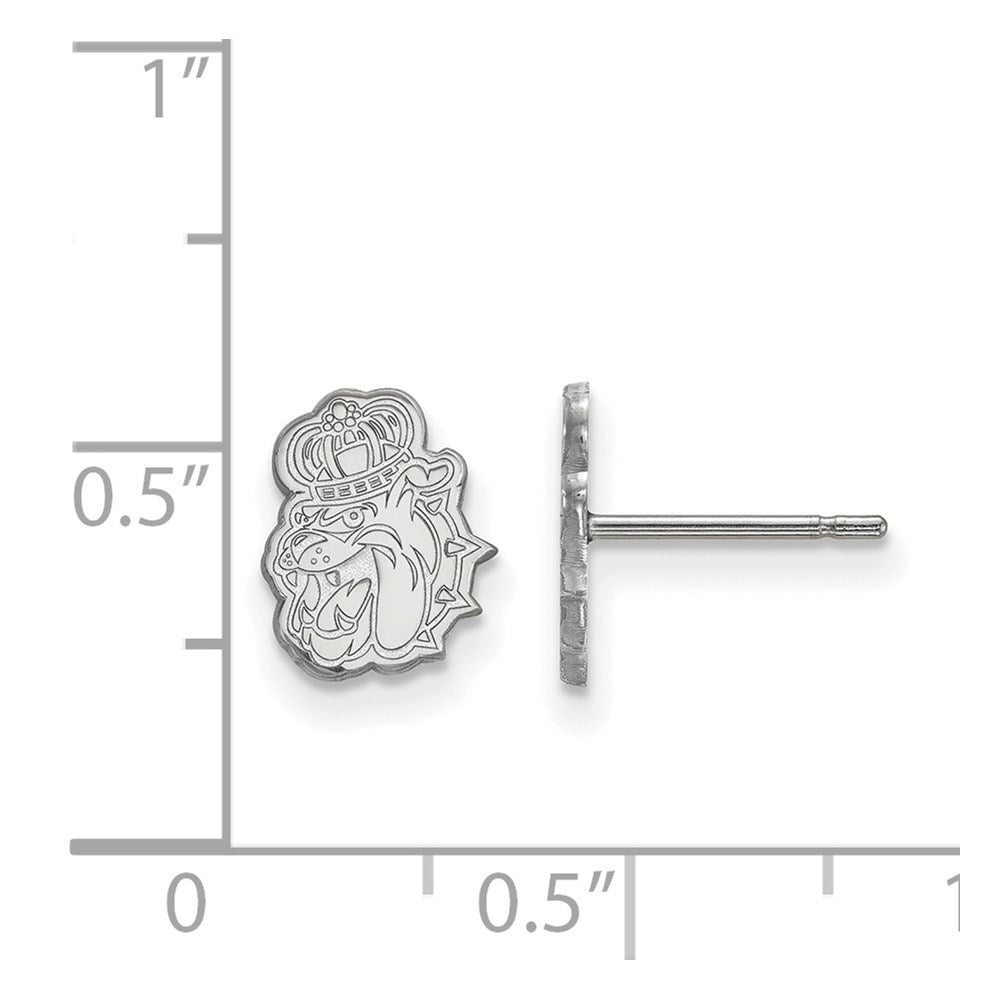 Sterling Silver Rhodium-plated LogoArt James Madison University Duke Dog Extra Small Post Earrings