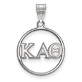 Sterling Silver Rhodium-plated LogoArt Kappa Alpha Theta Sorority Greek Letters Medium Circle Pendant