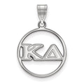 Sterling Silver Rhodium-plated LogoArt Kappa Delta Sorority Greek Letters Medium Circle Pendant