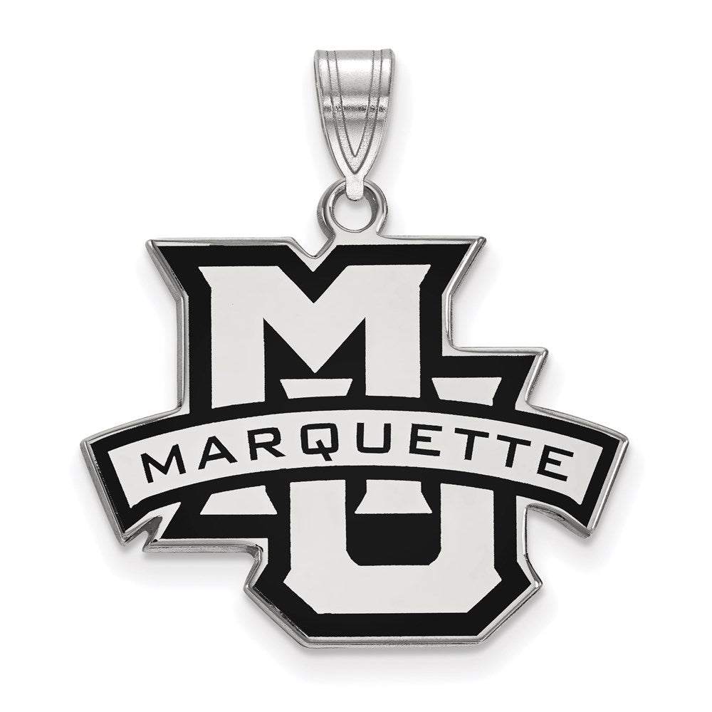 Sterling Silver Rhodium-plated LogoArt Marquette University Large Enameled Pendant