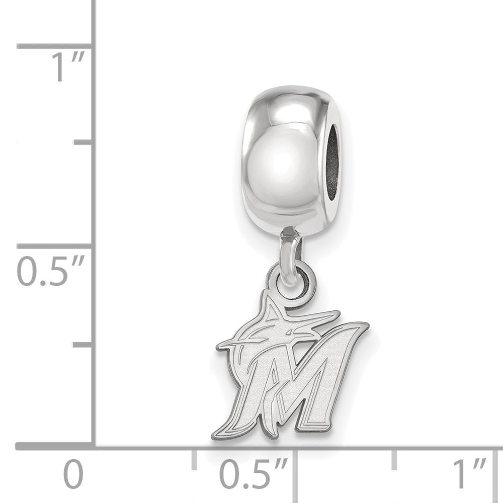 Sterling Silver Rhodium Plated Major League Baseball LogoArt Miami Marlins Dangle Bead