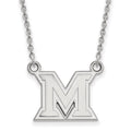 10k White Gold LogoArt Miami University Ohio Letter M Small Pendant 18 inch Necklace