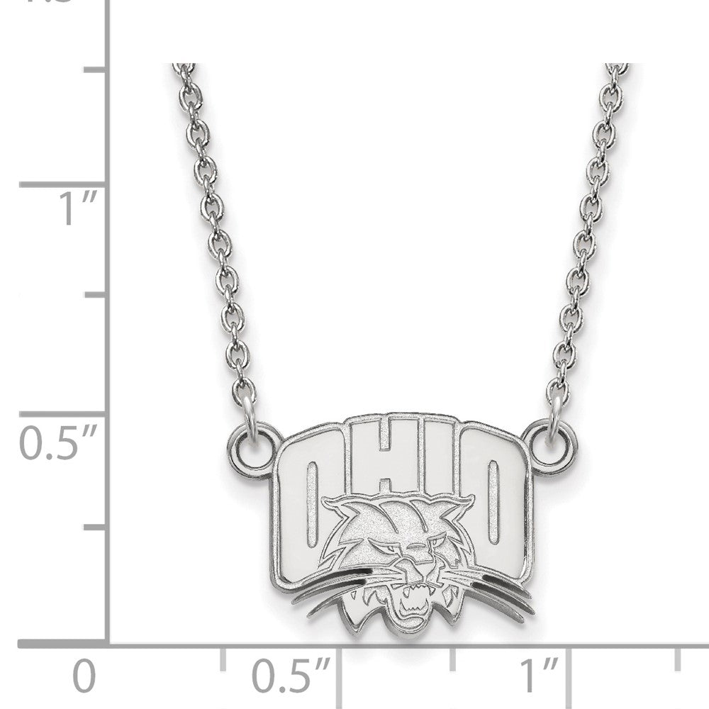 14k White Gold LogoArt Ohio University Small Pendant 18 inch Necklace