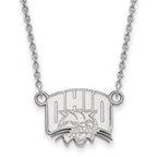 Sterling Silver Rhodium-plated LogoArt Ohio University Small Pendant 18 inch Necklace