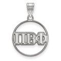 Sterling Silver Rhodium-plated LogoArt Pi Beta Phi Sorority Greek Letters Medium Circle Pendant