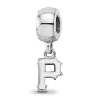 Sterling Silver Rhodium Plated Major League Baseball LogoArt Pittsburgh Pirates Dangle Bead