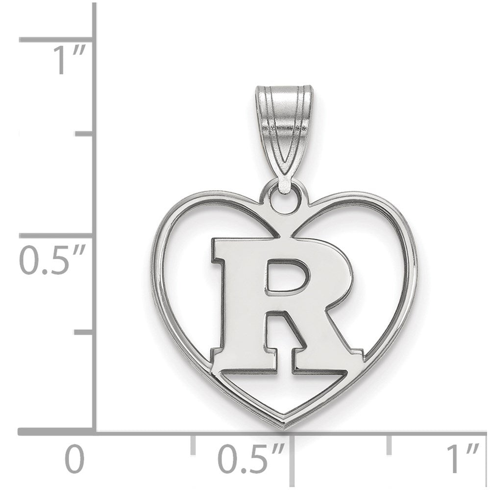 Sterling Silver Rhodium-plated LogoArt Rutgers University Letter R Heart Pendant