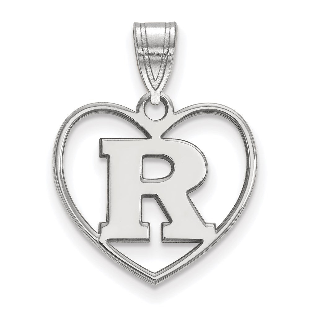 Sterling Silver Rhodium-plated LogoArt Rutgers University Letter R Heart Pendant