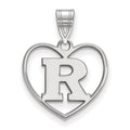 Sterling Silver Rhodium-plated LogoArt Rutgers University Letter R Heart Pendant