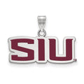 Sterling Silver Rhodium-plated LogoArt Southern Illinois University S-I-U Small Enameled Pendant