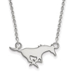 14k White Gold LogoArt Southern Methodist University Mustang Small Pendant 18 inch Necklace