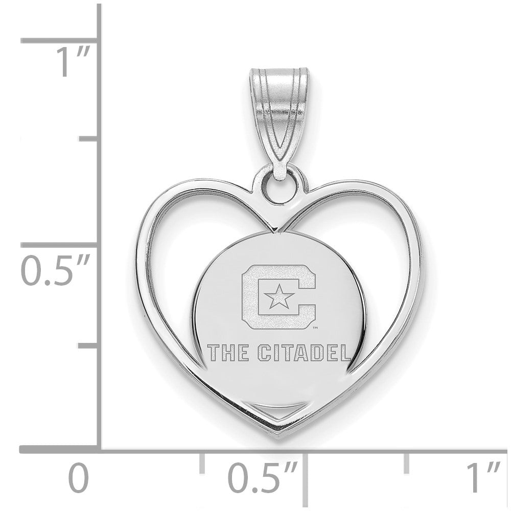 Sterling Silver Rh-plated LogoArt The Citadel Pendant in Heart