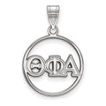 Sterling Silver Rhodium-plated LogoArt Theta Phi Alpha Sorority Greek Letters Medium Circle Pendant