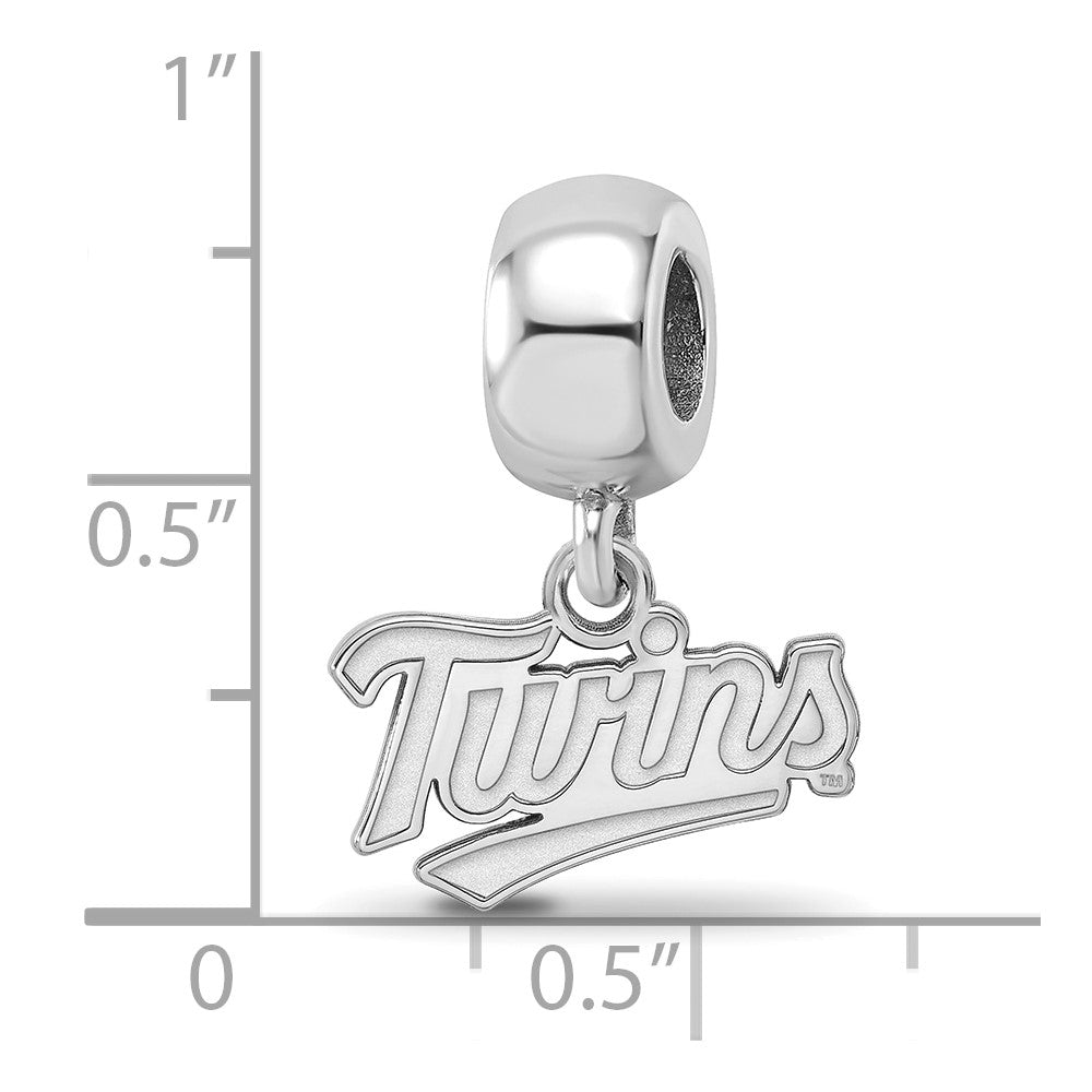 Sterling Silver Rhodium Plated Major League Baseball LogoArt Minnesota Twins T-C Dangle Bead