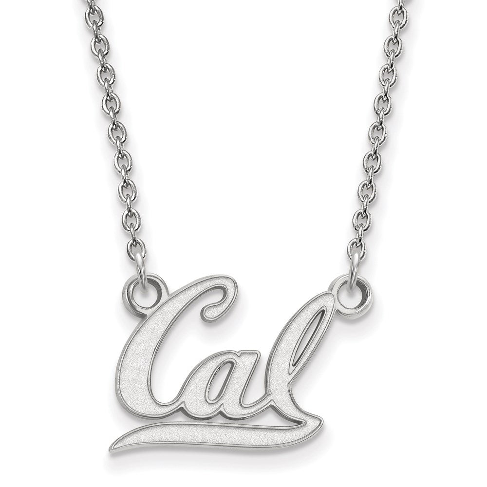 10k White Gold LogoArt University of California Berkeley Small Pendant 18 inch Necklace