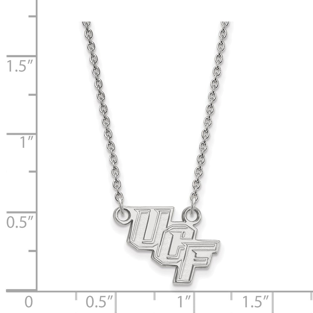 Sterling Silver Rhodium-plated LogoArt University of Central Florida U-C-F Small Pendant 18 inch Necklace