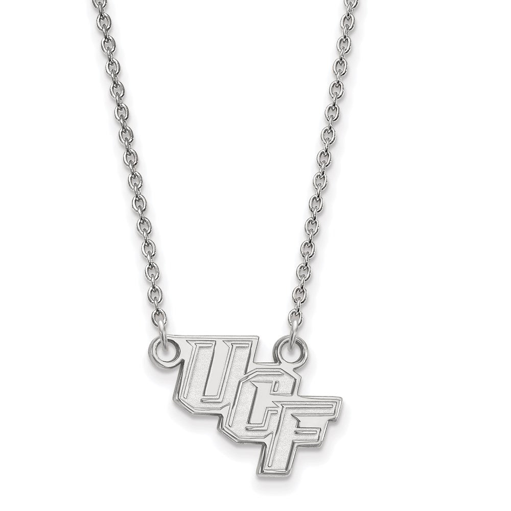 Sterling Silver Rhodium-plated LogoArt University of Central Florida U-C-F Small Pendant 18 inch Necklace