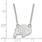 Sterling Silver Rhodium-plated LogoArt University of Colorado Buffalo Small Pendant 18 inch Necklace