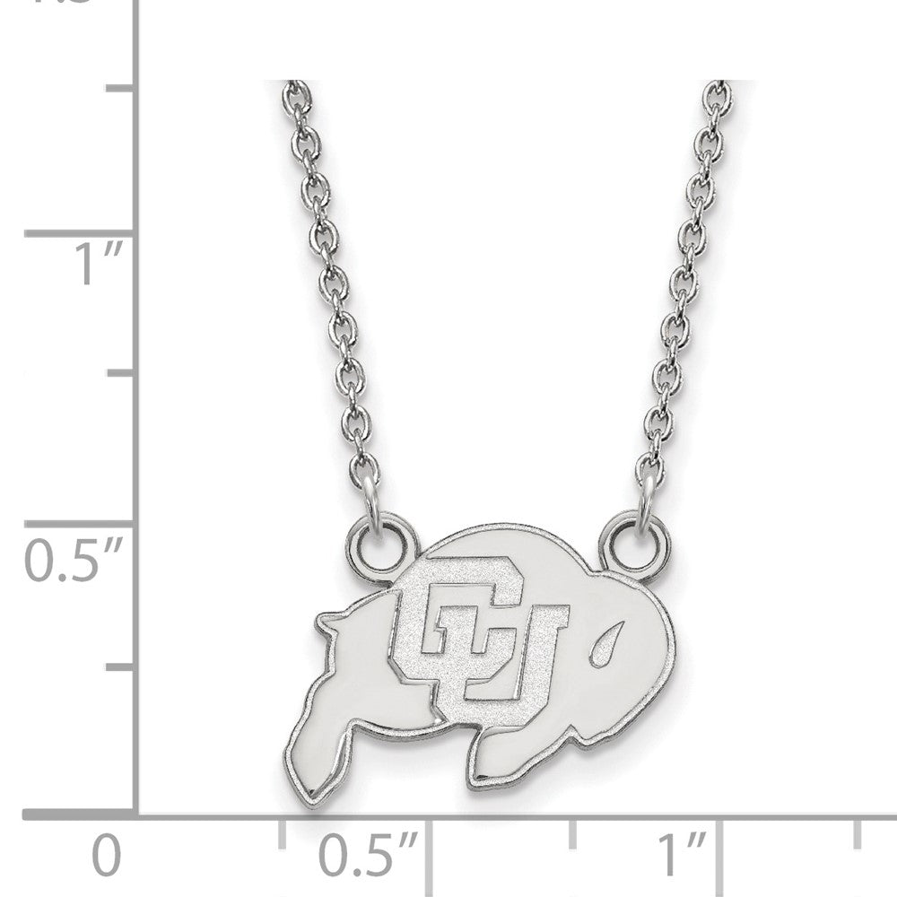 14k White Gold LogoArt University of Colorado Buffalo Small Pendant 18 inch Necklace