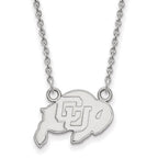 14k White Gold LogoArt University of Colorado Buffalo Small Pendant 18 inch Necklace