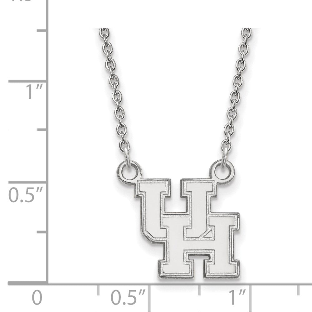 10k White Gold LogoArt University of Houston U-H Small Pendant 18 inch Necklace