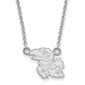 Sterling Silver Rhodium-plated LogoArt University of Kansas Jayhawk Small Pendant 18 inch Necklace