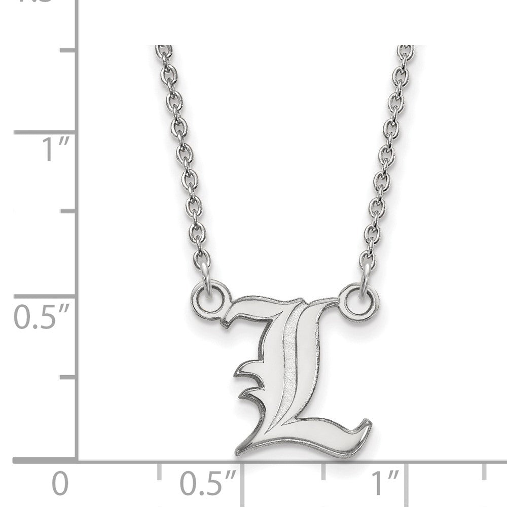 10k White Gold LogoArt University of Louisville Letter L Small Pendant 18 inch Necklace