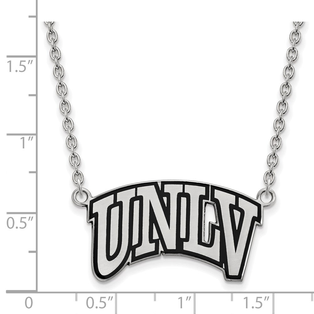 Sterling Silver Rhodium-plated LogoArt University of Nevada-Las Vegas U-N-L-V Large Enameled Pendant 18 inch Necklace