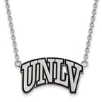 Sterling Silver Rhodium-plated LogoArt University of Nevada-Las Vegas U-N-L-V Large Enameled Pendant 18 inch Necklace
