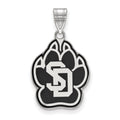 Sterling Silver Rhodium-plated LogoArt University of South Dakota Large Enameled Pendant