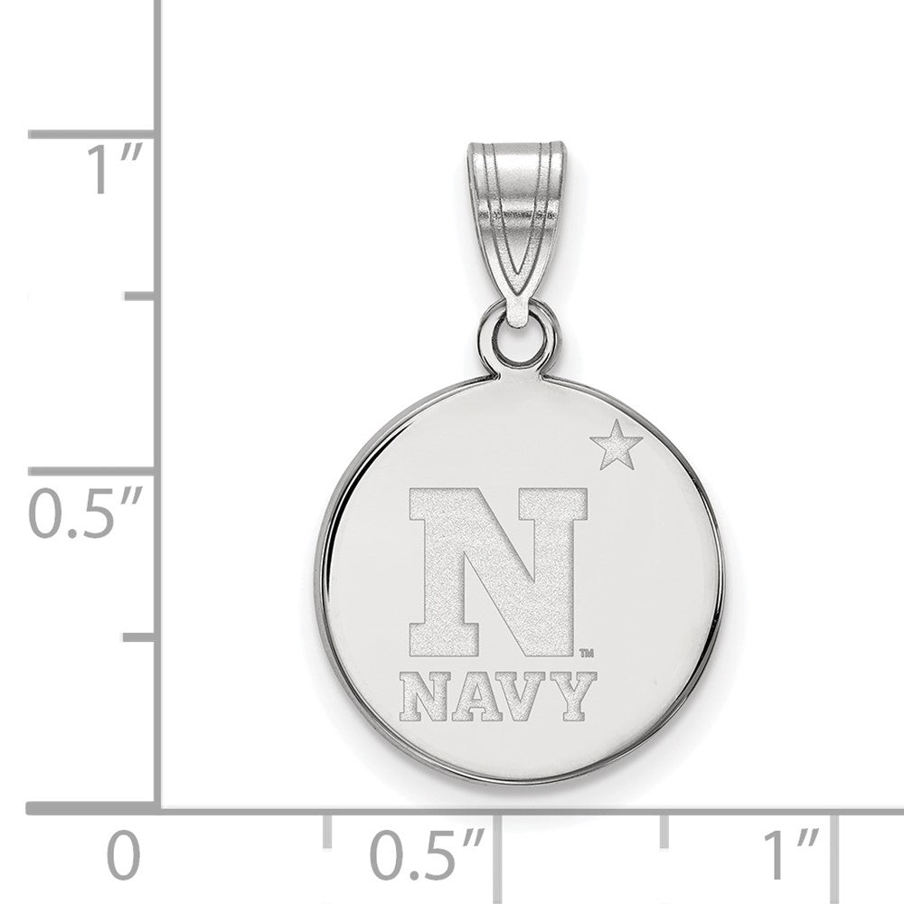 14k White Gold LogoArt US Naval Academy Medium Disc Pendant