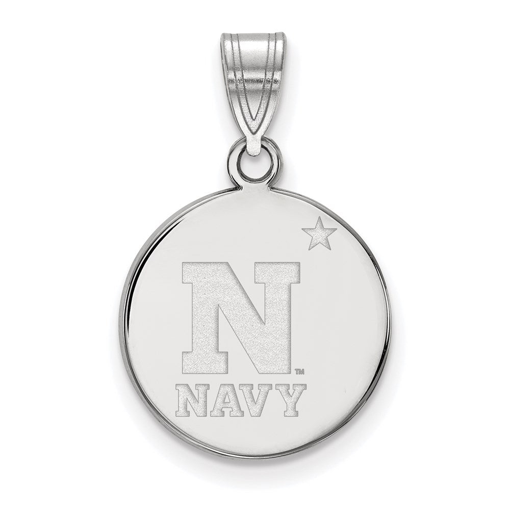 Sterling Silver Rhodium-plated LogoArt US Naval Academy Medium Disc Pendant