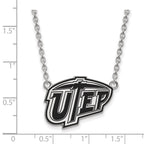 Sterling Silver Rhodium-plated LogoArt University of Texas at El Paso Large Enameled Pendant 18 inch Necklace
