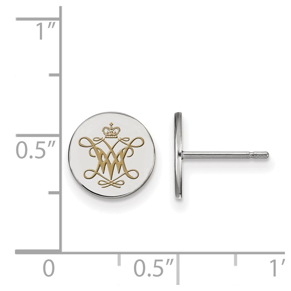 Sterling Silver Rhodium-plated LogoArt College of William and Mary Extra Small Enameled Disc Earrings