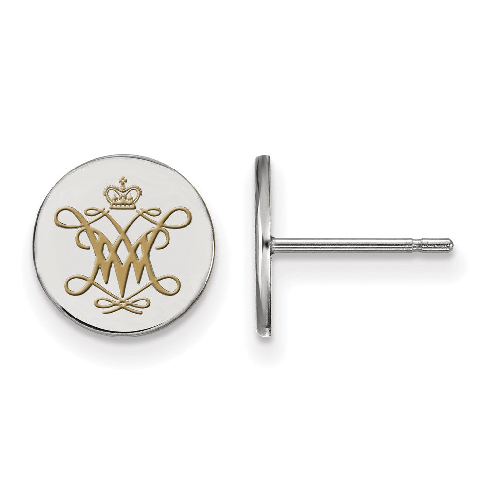 Sterling Silver Rhodium-plated LogoArt College of William and Mary Extra Small Enameled Disc Earrings