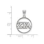Sterling Silver Rhodium-plated LogoArt Zeta Tau Alpha Sorority Greek Letters Medium Circle Pendant