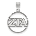 Sterling Silver Rhodium-plated LogoArt Zeta Tau Alpha Sorority Greek Letters Medium Circle Pendant