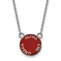 Sterling Silver Rhodium-plated LogoArt Alpha Chi Omega Sorority Text Small Color Enamel Pendant 18 inch Necklace