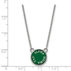 Sterling Silver Rhodium-plated LogoArt Alpha Sigma Tau Extra Sorority Text Small Color Enamel Pendant 18 inch Necklace