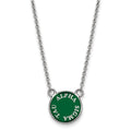 Sterling Silver Rhodium-plated LogoArt Alpha Sigma Tau Extra Sorority Text Small Color Enamel Pendant 18 inch Necklace