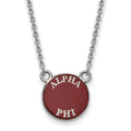 Sterling Silver Rhodium-plated LogoArt Alpha Phi Sorority Text Small Color Enamel Pendant 18 inch Necklace