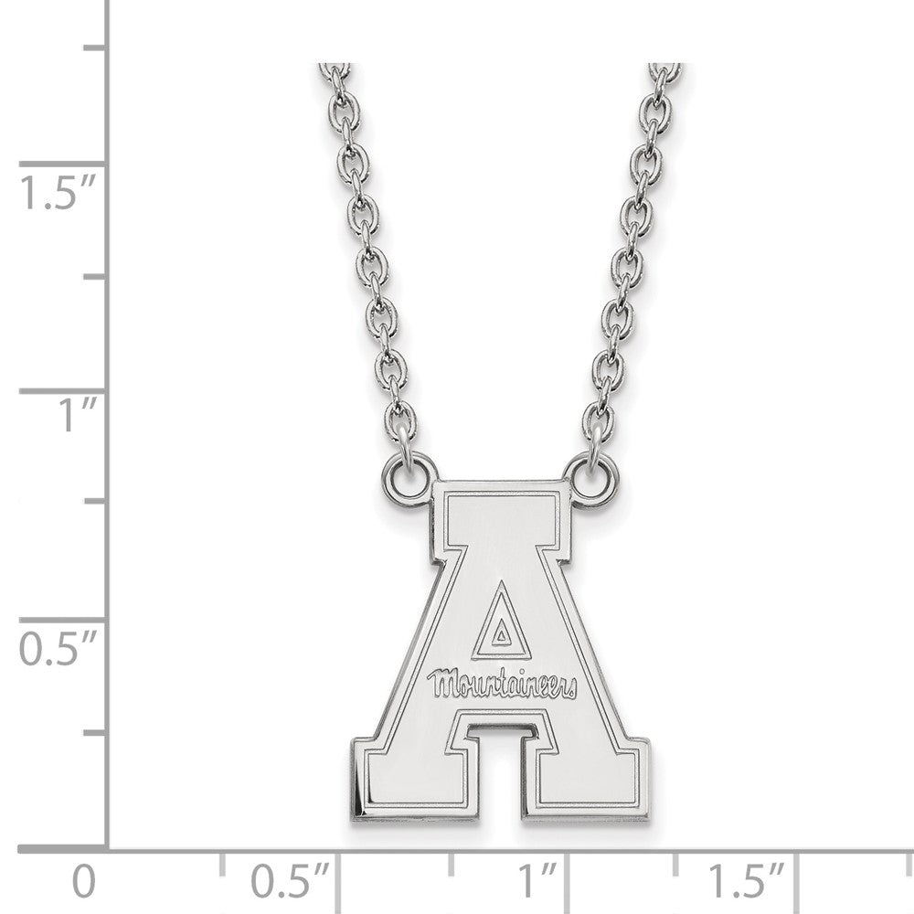 14k White Gold LogoArt Appalachian State University Large Pendant 18 inch Necklace