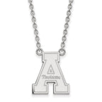 14k White Gold LogoArt Appalachian State University Large Pendant 18 inch Necklace