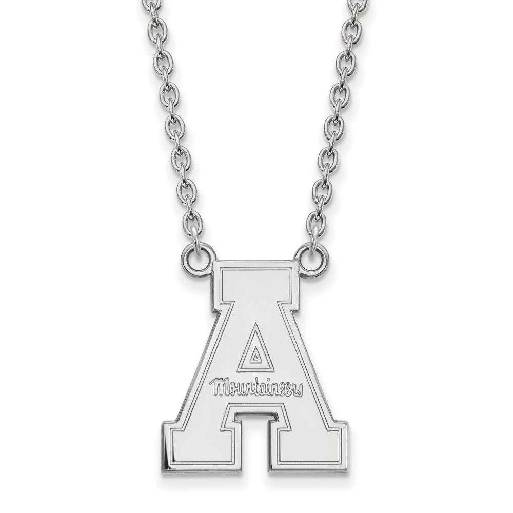 14k White Gold LogoArt Appalachian State University Large Pendant 18 inch Necklace